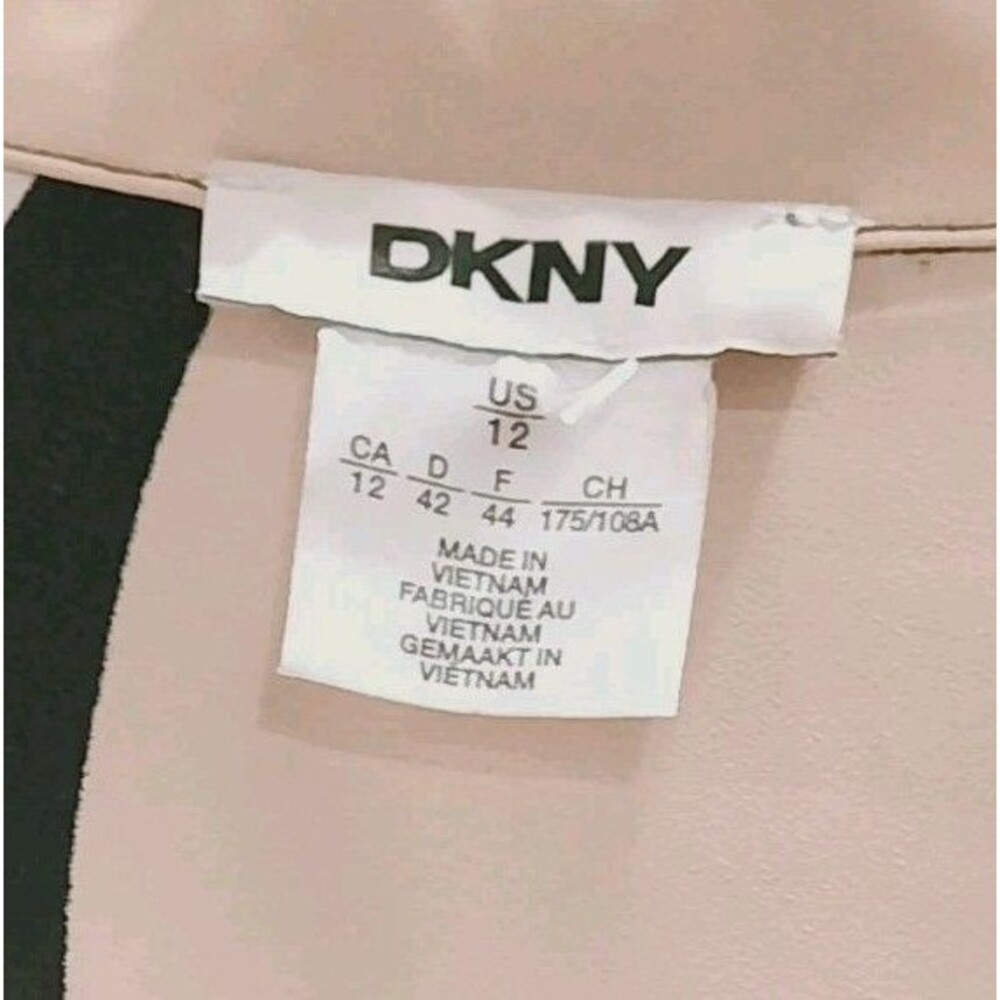 DKNY Abstract Geo Print Midi Shirt Dress Neutral Earthy Mod Retro Chic Size 12 - Picture 8 of 12